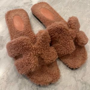 Authentic Hermes Oran shearling sandals 36